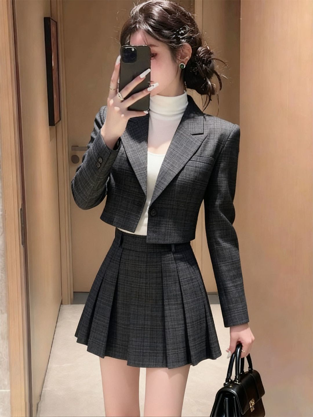 Conjunto de saia e  xadrez de  - Thermal Long John avaliação e preço